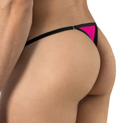 String Ficelle en Mesh à Pois Rose Vif CandyMan