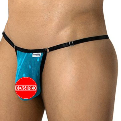 CandyMan Polka-Dot Mesh G-String - Turquoise