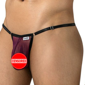 String Ficelle en Mesh à Pois Bordeaux CandyMan