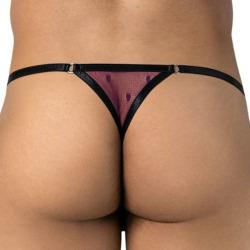 CandyMan Polka-Dot Mesh G-String - Burgundy