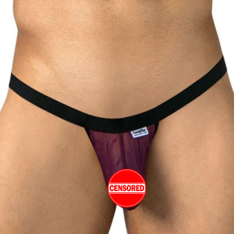 CandyMan Polka-Dot mesh Thong - Burgundy