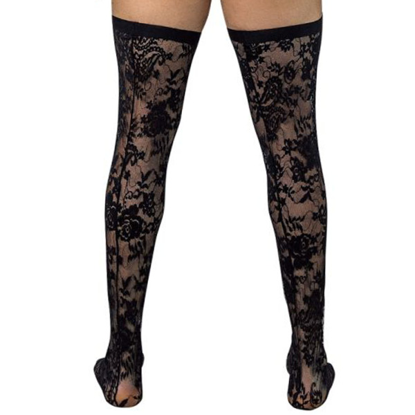 CandyMan Lace Thigh-Highs - Black