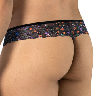 CandyMan 99975 Printed Mesh Thong - Black