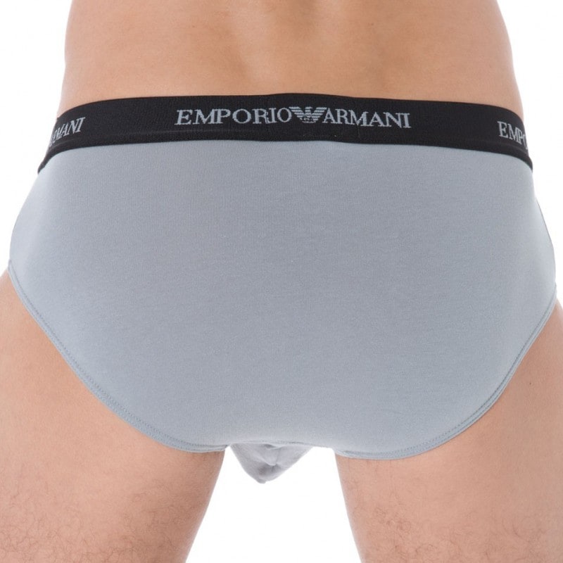 Emporio Armani 2-Pack Stretch Cotton Briefs - Black / Grey