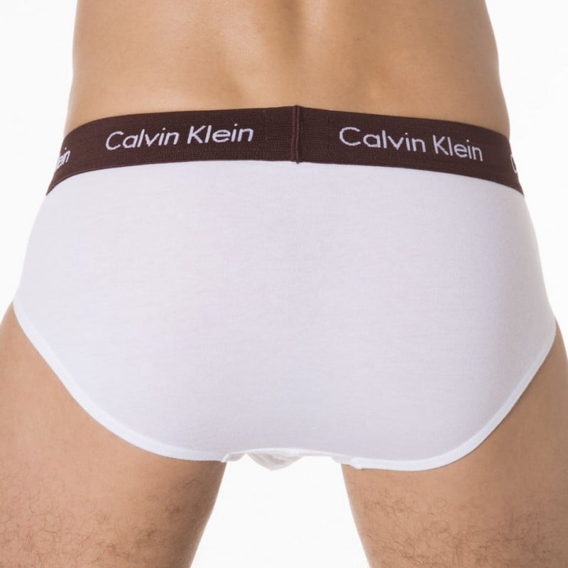 Calvin Klein 3-Pack Cotton Stretch Briefs - White With Colored Waisband