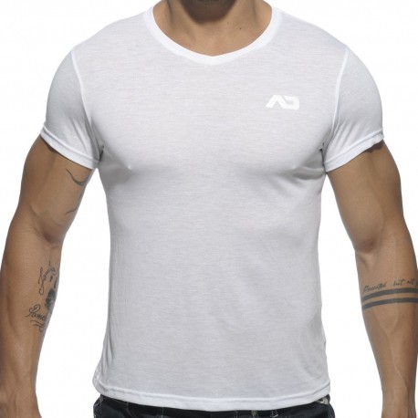 T-Shirt V-Neck Basic Blanc