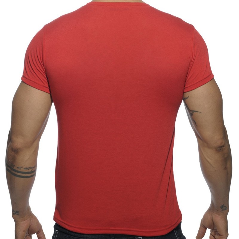 Addicted T-Shirt V-Neck Basic Rouge