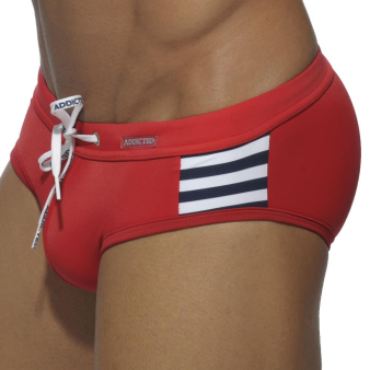 Addicted Sailor Colored Swim Brief - Red