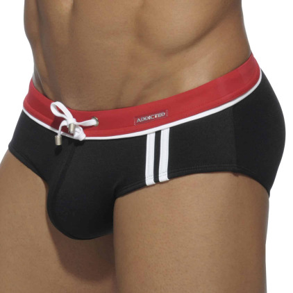 Slip de Bain Sport Detail Binding Noir Addicted