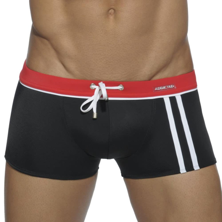 Addicted Sport Detail Binding Swim Trunks - Black