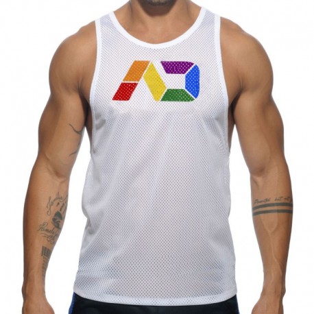 Addicted AD Rainbow Tank Top - White