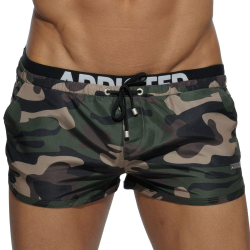 Addicted Double Waistband Swim Short - Khaki Camo