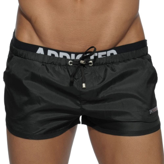 Short de Bain Double Waistband Noir Addicted
