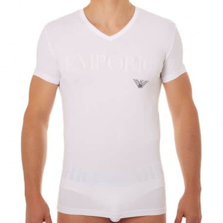 Emporio Armani Stretch Cotton Megalogo T-Shirt - White