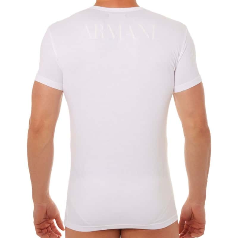 Emporio Armani T-Shirt Stretch Cotton Megalogo Blanc