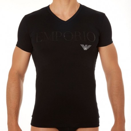 Emporio Armani Stretch Cotton Megalogo T-Shirt - Black