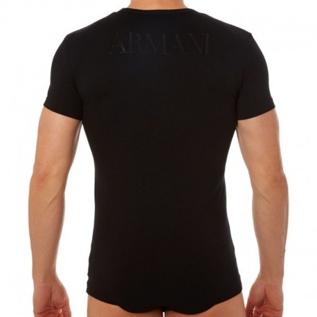 Emporio Armani T-Shirt Stretch Cotton Megalogo Noir