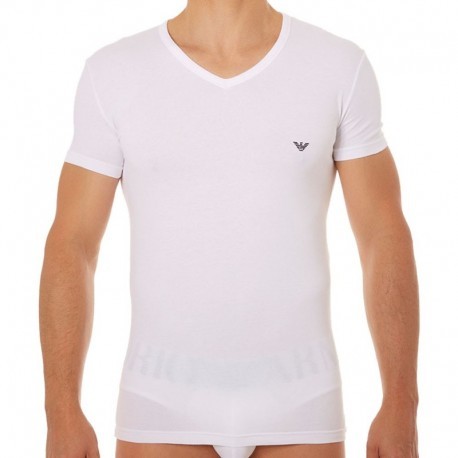 Emporio Armani T-Shirt Stretch Cotton Eagle Blanc