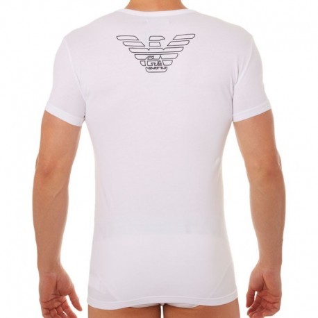 Emporio Armani Stretch Cotton Eagle T-Shirt - White