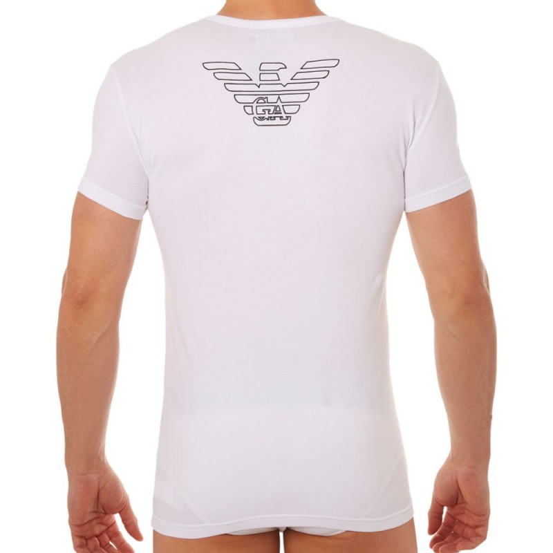 Emporio Armani T-Shirt Stretch Cotton Eagle Blanc