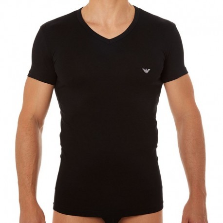 Emporio Armani Stretch Cotton Eagle T-Shirt - Black
