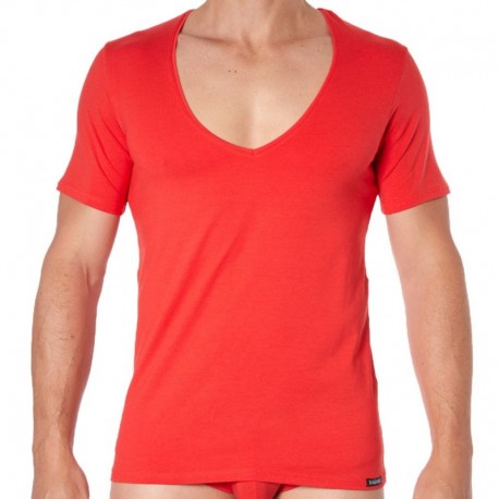 Doreanse Essential V-Neck T-Shirt - Red | INDERWEAR