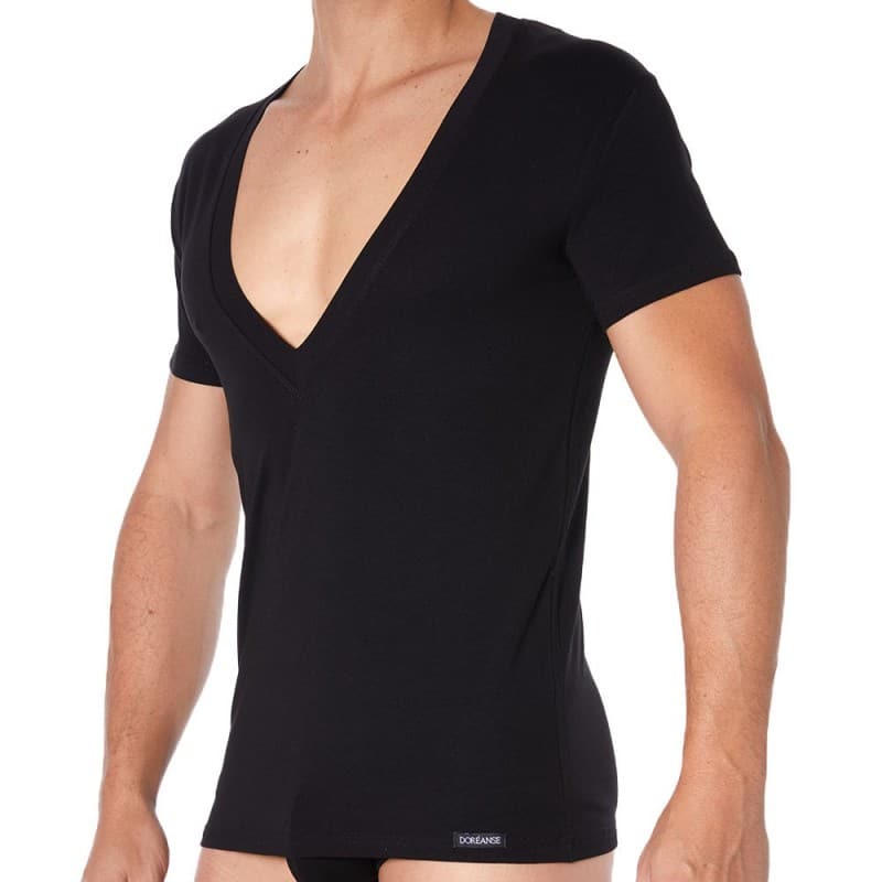 Doreanse Essential Super Low V-Neck T-Shirt - Black