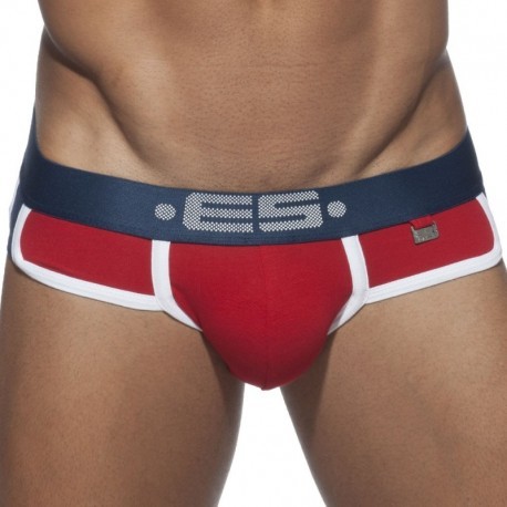 ES Collection Double Side Bottomless Brief - Red - Navy