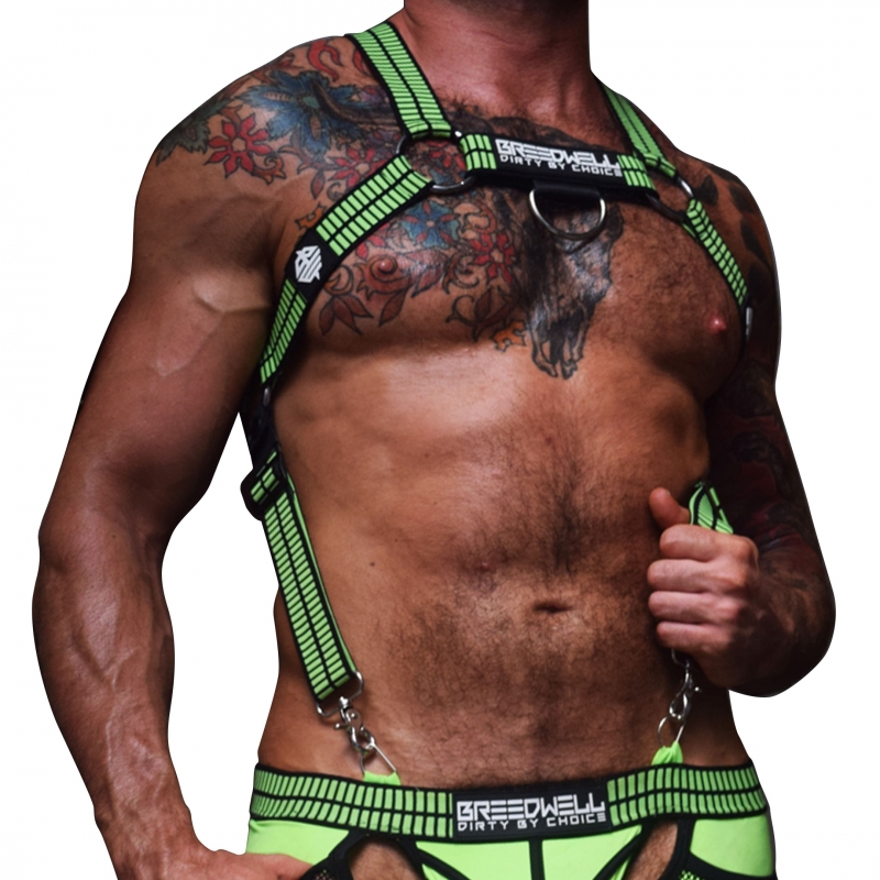 Breedwell Hybred Body Harness - Black - Neon Green