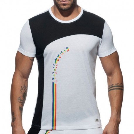 Addicted T-Shirt Rainbow Blanc