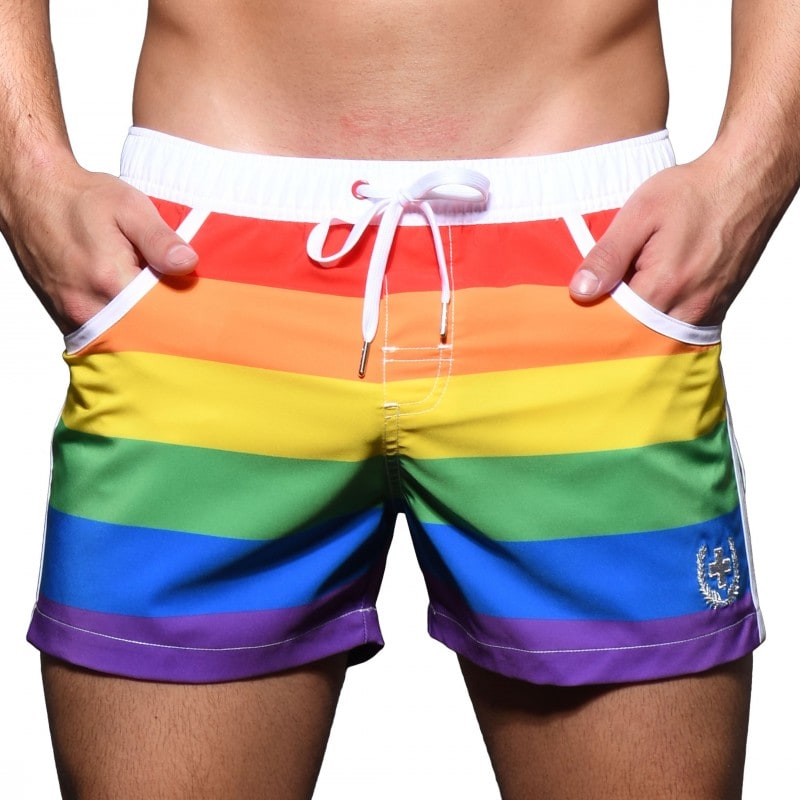 Andrew Christian Pride Stripe Swim Shorts - Rainbow