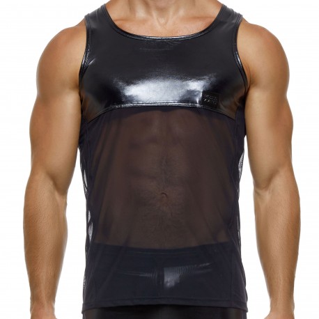 TP131-90 Enforce by Maskulo Men's Mesh Tank Top Made in Russia BLACK