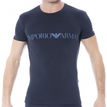 Emporio Armani Megalogo Cotton T-Shirt - Navy | INDERWEAR