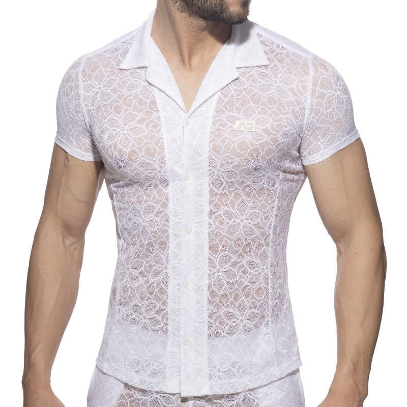 Addicted Flowery Lace Shirt - White | INDERWEAR