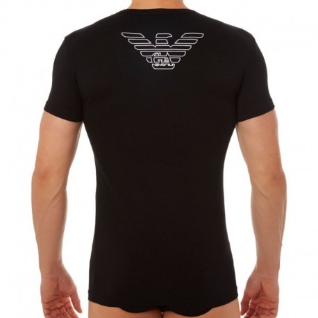Emporio Armani T-Shirt Stretch Cotton Eagle Noir